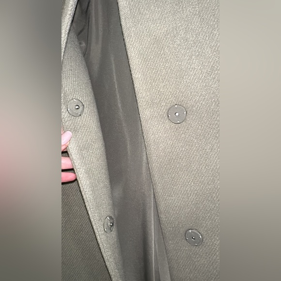 💚 BNWT H&M Light Green Knee-Length Coat with Belt and Stand-up Collar Size 6 💚 - Picture 11 of 12